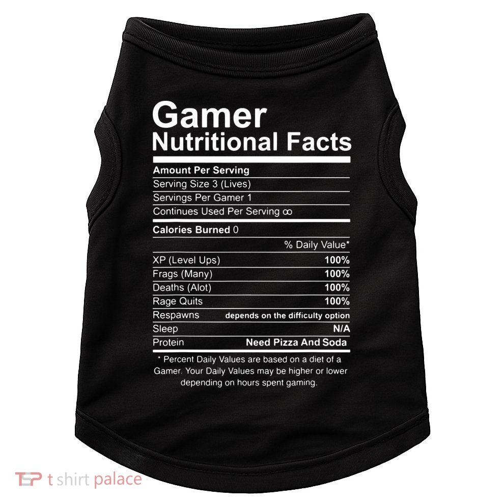 Gamer Nutritional Facts Cool Gamer Video Game Funny Doggie Tank