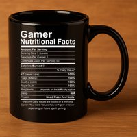Gamer Nutritional Facts Cool Gamer Video Game Funny 11oz C Handle Ceramic Mug