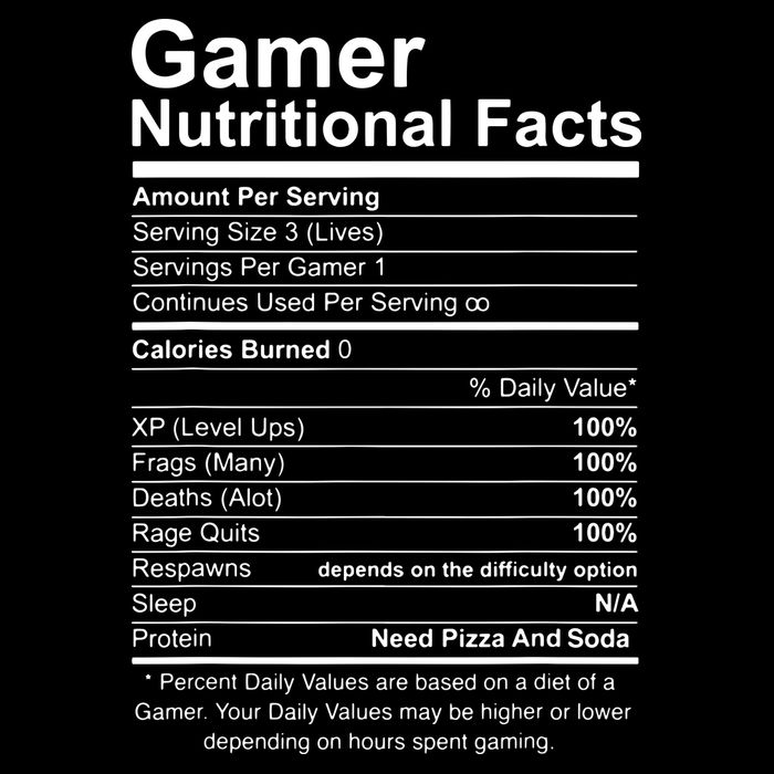 Gamer Nutritional Facts Cool Gamer Video Game Funny Drawstring Bag