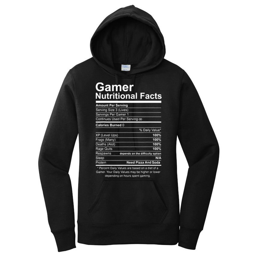 Gamer Nutritional Facts Cool Gamer Video Game Funny Women's Pullover Hoodie