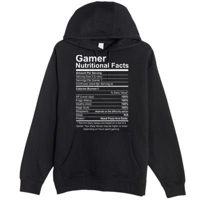 Gamer Nutritional Facts Cool Gamer Video Game Funny Premium Pullover Hoodie