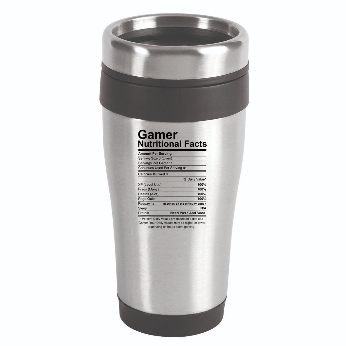 Gamer Nutritional Facts Cool Gamer Video Game Funny 16oz Travel Tumbler