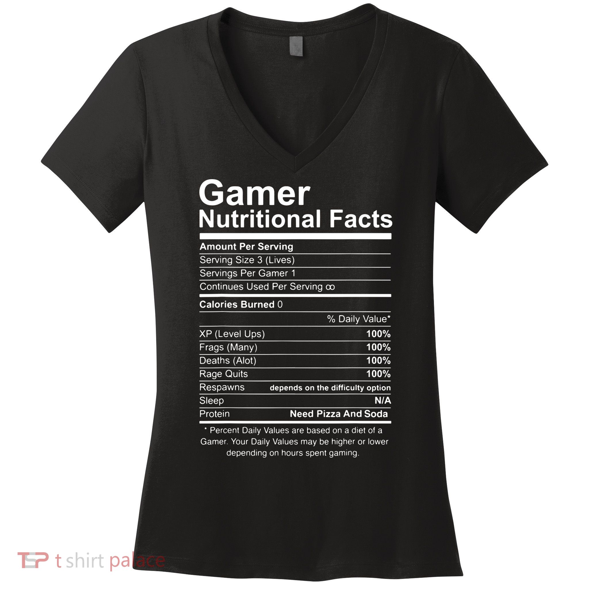 Gamer Nutritional Facts Cool Gamer Video Game Funny Women's V-Neck T-Shirt