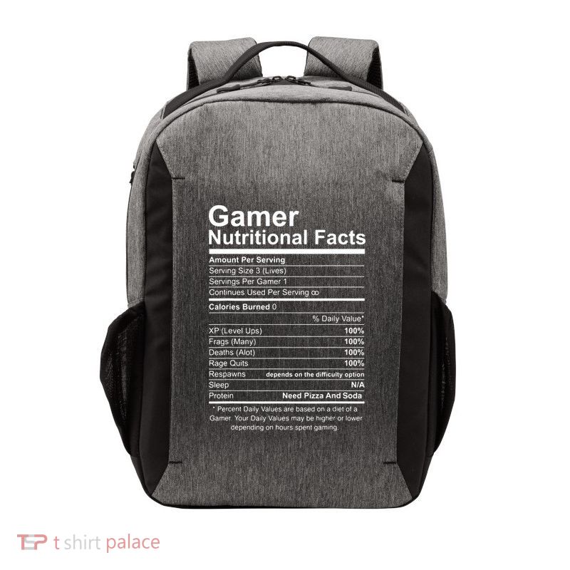 Gamer Nutritional Facts Cool Gamer Video Game Funny Vector Backpack