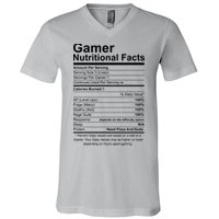Gamer Nutritional Facts Cool Gamer Video Game Funny V-Neck T-Shirt