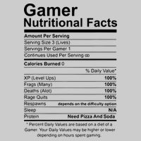 Gamer Nutritional Facts Cool Gamer Video Game Funny V-Neck T-Shirt