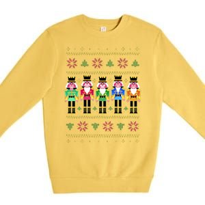 Golden Nutcracker Funny Jolly & Merry Ugly Christmas Premium Crewneck Sweatshirt