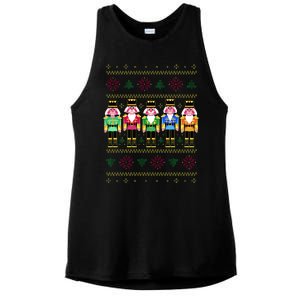 Golden Nutcracker Funny Jolly & Merry Ugly Christmas Ladies PosiCharge Tri-Blend Wicking Tank