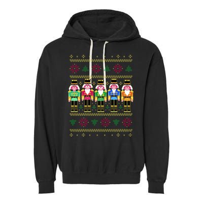 Golden Nutcracker Funny Jolly & Merry Ugly Christmas Garment-Dyed Fleece Hoodie