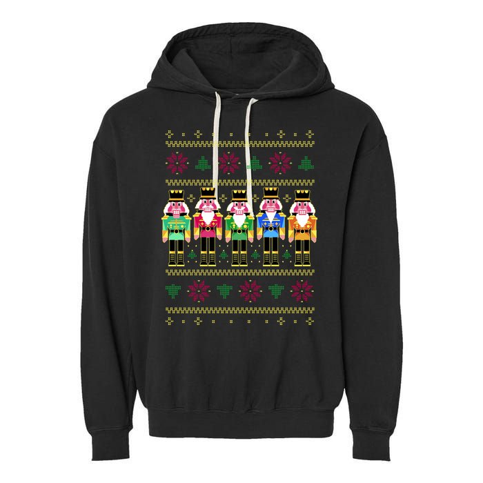 Golden Nutcracker Funny Jolly & Merry Ugly Christmas Garment-Dyed Fleece Hoodie