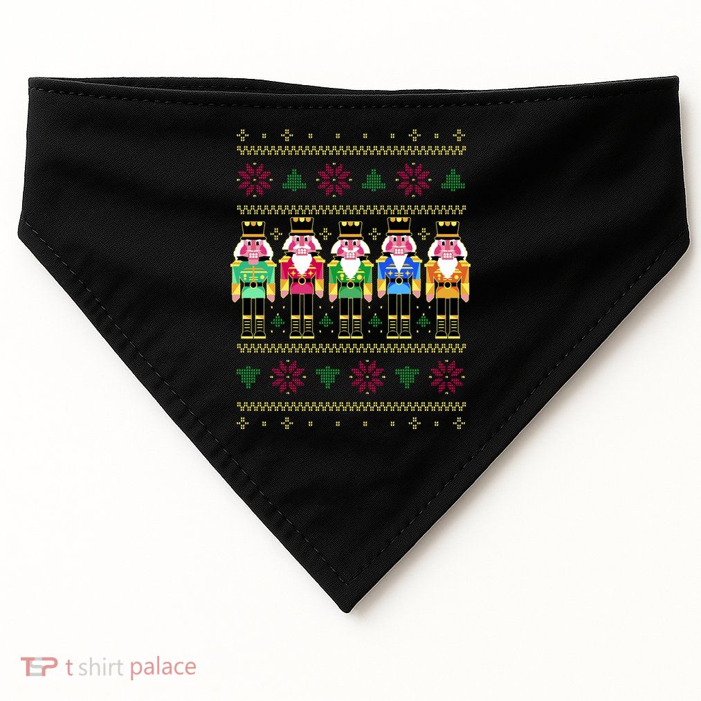 Golden Nutcracker Funny Jolly & Merry Ugly Christmas USA-Made Doggie Bandana