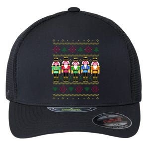 Golden Nutcracker Funny Jolly & Merry Ugly Christmas Flexfit Unipanel Trucker Cap