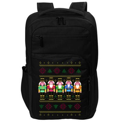 Golden Nutcracker Funny Jolly & Merry Ugly Christmas Impact Tech Backpack