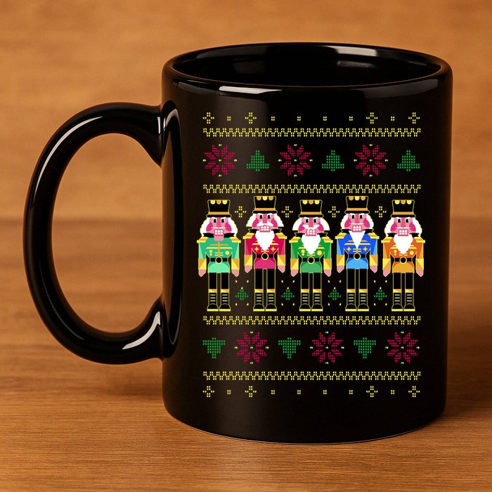 Golden Nutcracker Funny Jolly & Merry Ugly Christmas 11oz C Handle Ceramic Mug