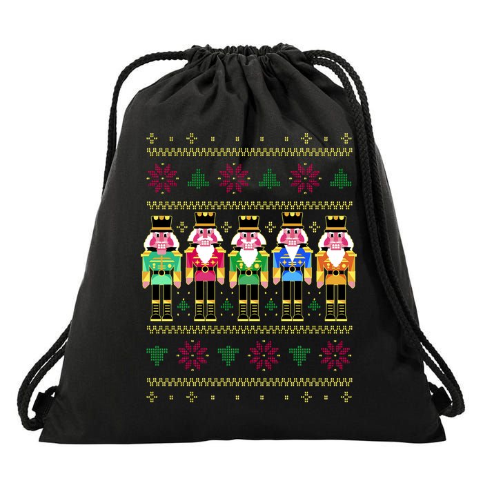 Golden Nutcracker Funny Jolly & Merry Ugly Christmas Drawstring Bag