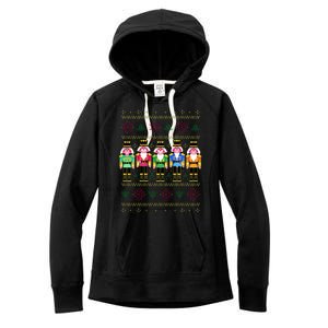 Golden Nutcracker Funny Jolly & Merry Ugly Christmas Women's Fleece Hoodie