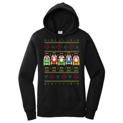 Golden Nutcracker Funny Jolly & Merry Ugly Christmas Women's Pullover Hoodie