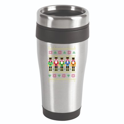 Golden Nutcracker Funny Jolly & Merry Ugly Christmas 16oz Travel Tumbler