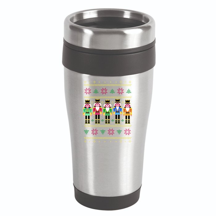 Golden Nutcracker Funny Jolly & Merry Ugly Christmas 16oz Travel Tumbler