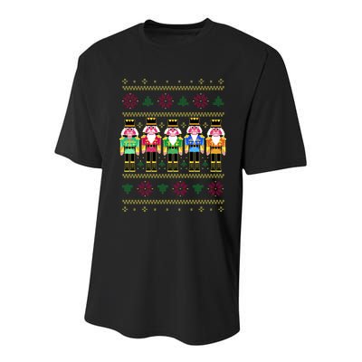 Golden Nutcracker Funny Jolly & Merry Ugly Christmas Youth Performance Sprint T-Shirt