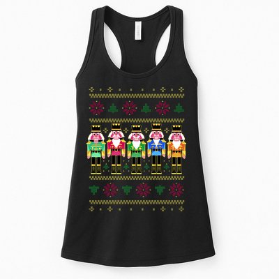 Golden Nutcracker Funny Jolly & Merry Ugly Christmas Womens Tank Top