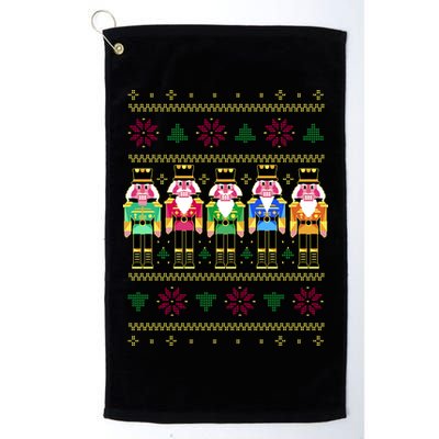Golden Nutcracker Funny Jolly & Merry Ugly Christmas Golf Towel