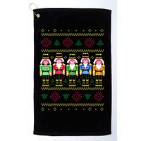 Golden Nutcracker Funny Jolly & Merry Ugly Christmas Golf Towel