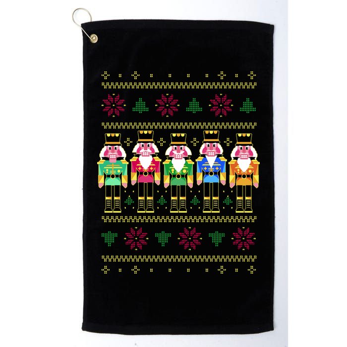 Golden Nutcracker Funny Jolly & Merry Ugly Christmas Golf Towel