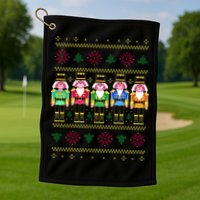Golden Nutcracker Funny Jolly & Merry Ugly Christmas Golf Towel