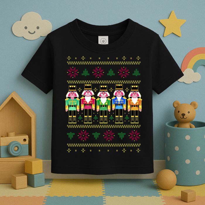 Golden Nutcracker Funny Jolly & Merry Ugly Christmas Toddler T-Shirt