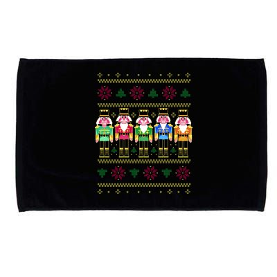 Golden Nutcracker Funny Jolly & Merry Ugly Christmas Microfiber Hand Towel