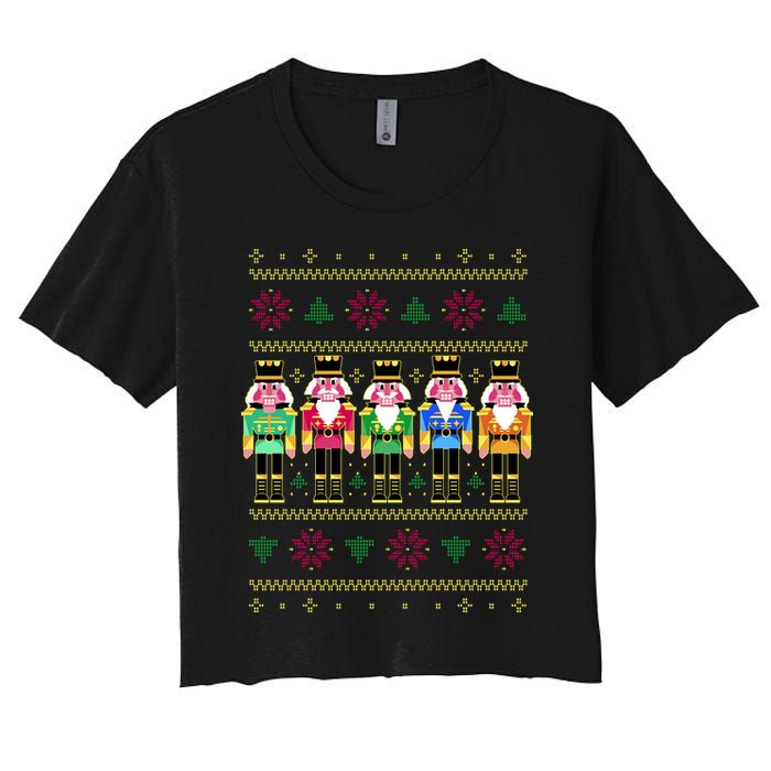 Golden Nutcracker Funny Jolly & Merry Ugly Christmas Crop Top