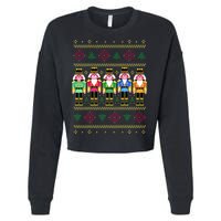 Golden Nutcracker Funny Jolly & Merry Ugly Christmas Cropped Pullover Crew