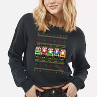 Golden Nutcracker Funny Jolly & Merry Ugly Christmas Cropped Pullover Crew