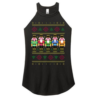 Golden Nutcracker Funny Jolly & Merry Ugly Christmas Women's Perfect Tri Rocker Tank