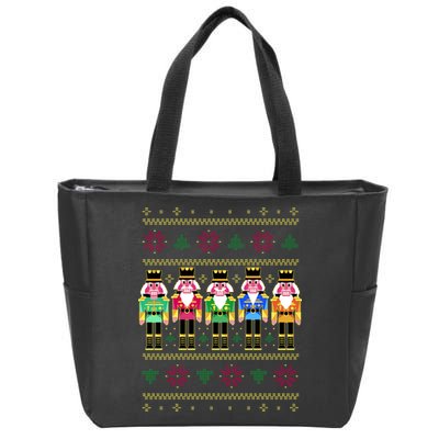 Golden Nutcracker Funny Jolly & Merry Ugly Christmas Zip Tote Bag