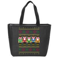 Golden Nutcracker Funny Jolly & Merry Ugly Christmas Zip Tote Bag