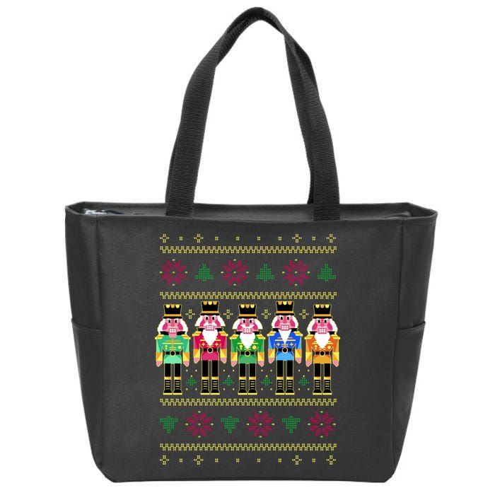 Golden Nutcracker Funny Jolly & Merry Ugly Christmas Zip Tote Bag