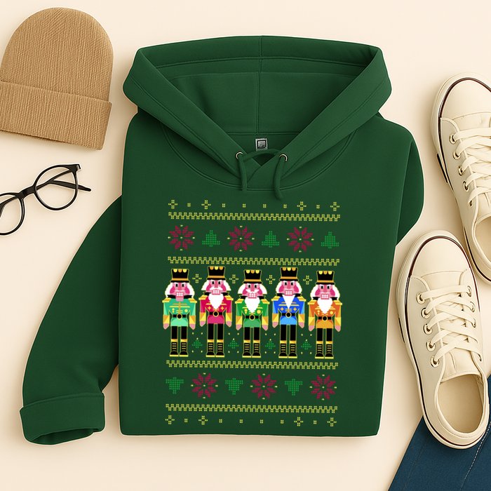 Golden Nutcracker Funny Jolly & Merry Ugly Christmas Hoodie