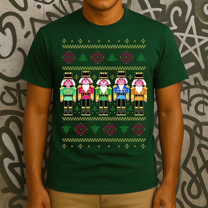 Golden Nutcracker Funny Jolly & Merry Ugly Christmas T-Shirt