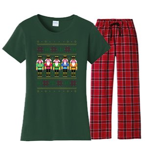 Golden Nutcracker Funny Jolly & Merry Ugly Christmas Women's Flannel Pajama Set