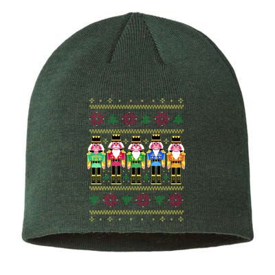 Golden Nutcracker Funny Jolly & Merry Ugly Christmas Sustainable Beanie