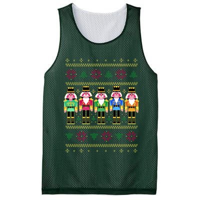 Golden Nutcracker Funny Jolly & Merry Ugly Christmas Mesh Reversible Basketball Jersey Tank
