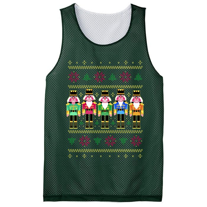 Golden Nutcracker Funny Jolly & Merry Ugly Christmas Mesh Reversible Basketball Jersey Tank