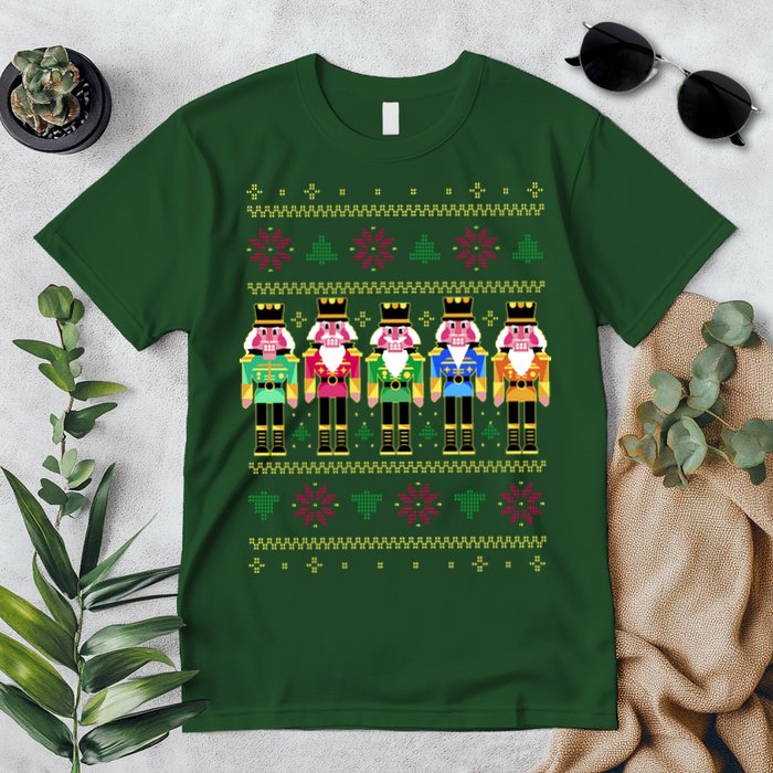 Golden Nutcracker Funny Jolly & Merry Ugly Christmas Premium T-Shirt
