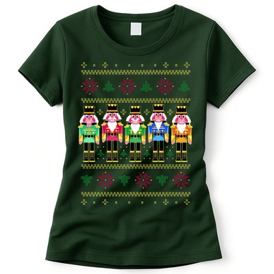 Golden Nutcracker Funny Jolly & Merry Ugly Christmas Womens T-Shirt