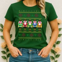 Golden Nutcracker Funny Jolly & Merry Ugly Christmas Womens T-Shirt