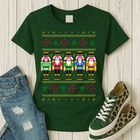 Golden Nutcracker Funny Jolly & Merry Ugly Christmas Womens T-Shirt