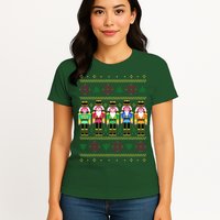 Golden Nutcracker Funny Jolly & Merry Ugly Christmas Womens T-Shirt
