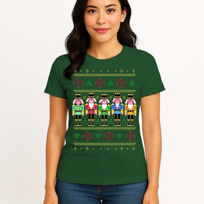 Golden Nutcracker Funny Jolly & Merry Ugly Christmas Womens T-Shirt